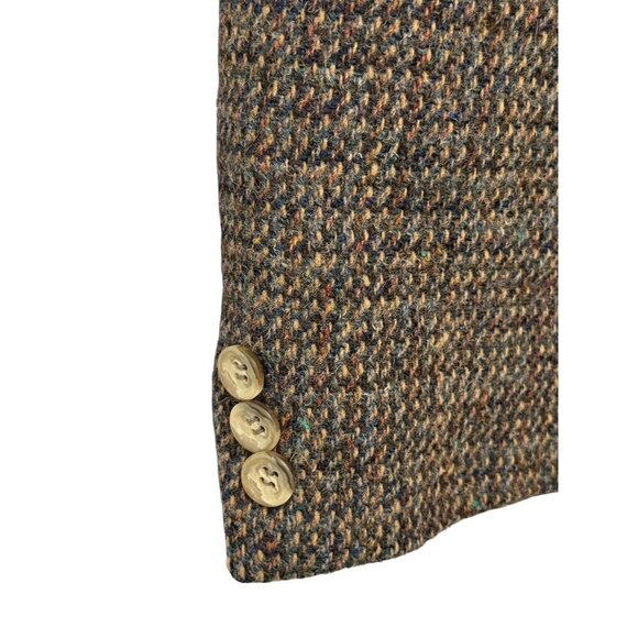 Vintage Harris Tweed Wool Sport Coat Blazer 2-Button Brown Blue Mens Size 38R/S? - Picture 4 of 16
